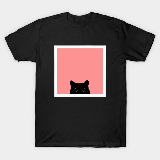 sneaky black cat in pink T-Shirt by by fend